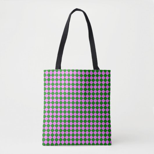 Pink Green Checker Diamond Pattern Draagtas (Voorkant)