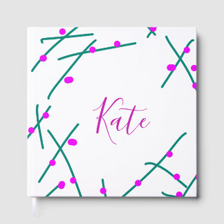 Pink green cherry tree name boho retro rustic bold gastenboek