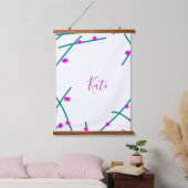 Pink green cherry tree name boho retro rustic bold hangend wandkleed (Slaapkamer)