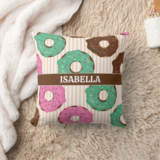 Pink & Green Donut Throw Pillow Kussen (Deken)