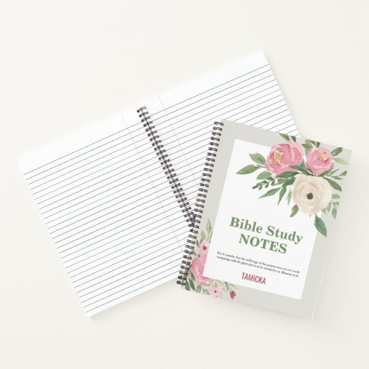 Pink Green Floral Bible Study Personalized Notitieboek (Binnen)