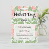 Pink & Green Floral Fête des Mères Invitation Brun (Debout devant)
