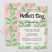 Pink & Green Floral Fête des Mères Invitation Brun (Devant / Derrière)