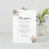 Pink Green Floral Traditional Wedding Reception Informatiekaartje (Staand voorkant)