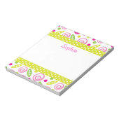 Pink & Green Flowers Abstraits Bloc-notes personna (Tourné)