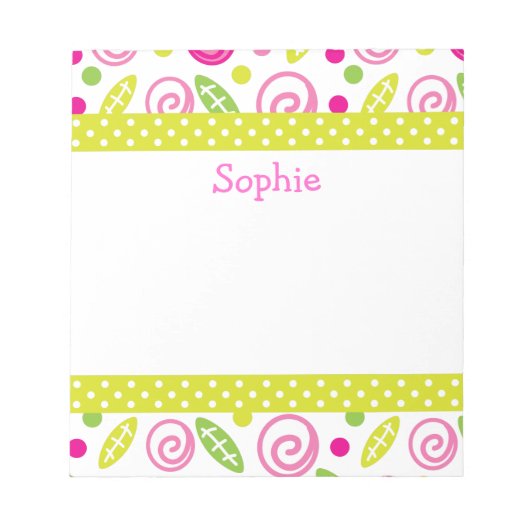 Pink & Green Flowers Abstraits Bloc-notes personna (Devant)