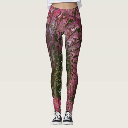 Pink Green Fractal Art Leggings (Voorkant)