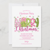 Pink Green Gingerbread Christmas Party Kaart (Voorkant)