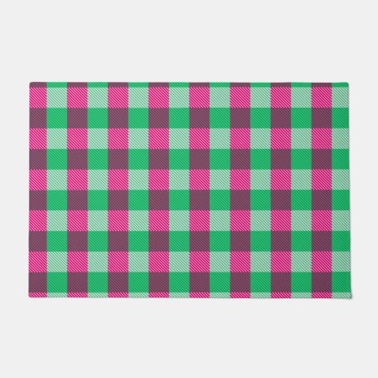 Pink Green Gingham Check Design Deurmat (Voorkant)