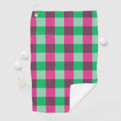 Pink Green Gingham Check Design Golfhanddoek (Insitu)