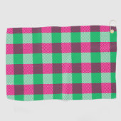Pink Green Gingham Check Design Golfhanddoek (Horizontaal)