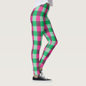 Pink Green Gingham Check Design Leggings (Rechts)