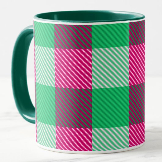 Pink Green Gingham Check Design Mok