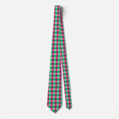 Pink Green Gingham Check Design Stropdas (Voorkant)