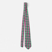 Pink Green Gingham Check Design Stropdas (Achterkant)