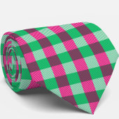Pink Green Gingham Check Design Stropdas