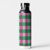 Pink Green Gingham Check Design Waterfles (Rechts)