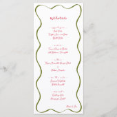 Pink & Green Hand Drawn Curvy Border Wedding Menu (Devant)