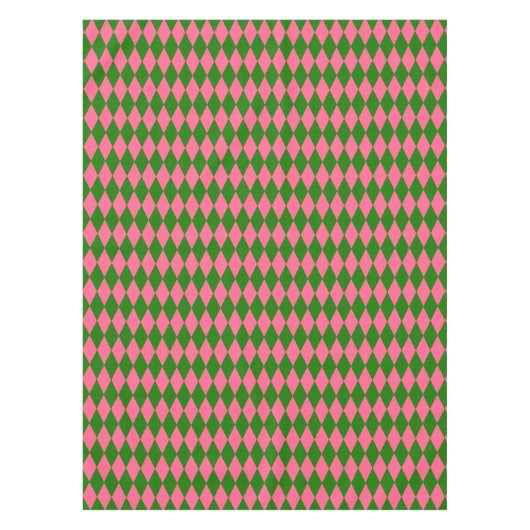 Pink Green Harlequin Checkered Design  Tafelkleed (Voorkant)