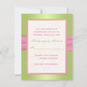 Pink Green Ivory Floral joint Coeurs carte RSVP (Dos)