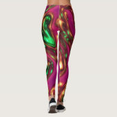 Pink & Green Neon Liquid Art Leggings Abstraits (Dos)