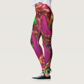 Pink & Green Neon Liquid Art Leggings Abstraits (Gauche)