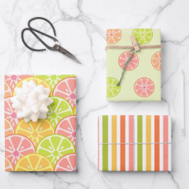 PINK GREEN ORANJE GEEL GROENTEN EN STRIPEN INPAKPAPIER VEL