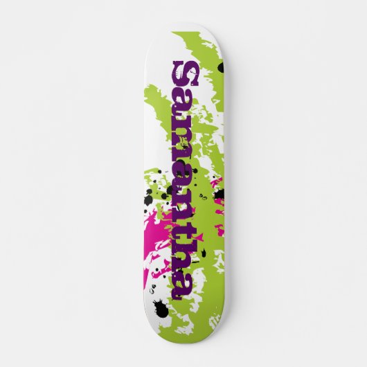 Pink Green Paint Splash Ink Old School Skateboard (Devant)