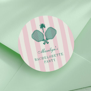 Pink Green Pickleball Bachelorette Party Ronde Sticker