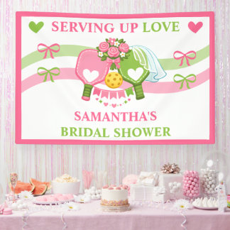 Pink & Green Pickleball Bridal Shower Banner