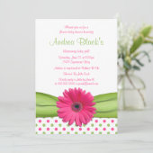 Pink Green Polka Dot Baby shower Invitation (Debout devant)
