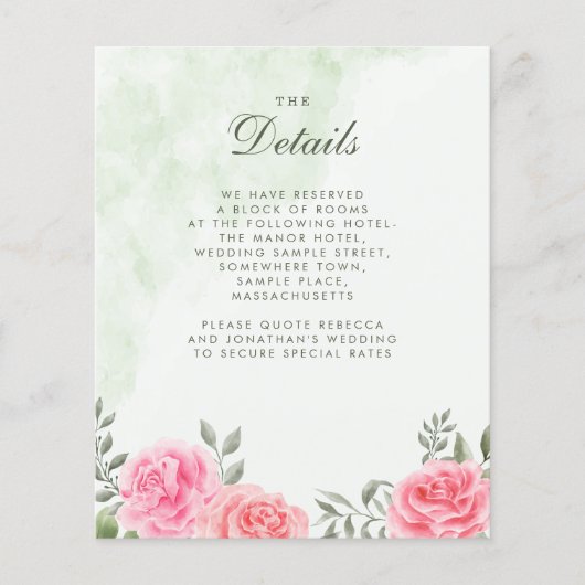 Pink Green Roos Floral Weddenschap Flyer (Voorkant)