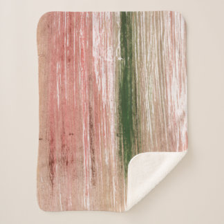 Pink green striped abstract painting art sherpa deken