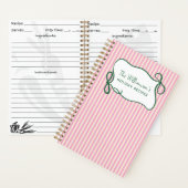 Pink Green Striped Bow Custom Christmas Recipe Notitieboek (Binnen)