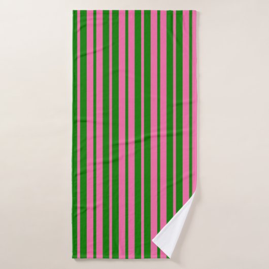 Pink Green Stylish Stripes Pattern Design  (Serviette de bain)