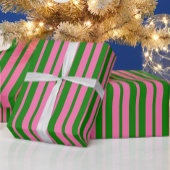 Pink Green Stylish Stripes Pattern Design Cadeaupapier
