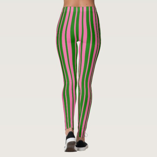 Pink Green Stylish Stripes Pattern Design  Leggings (Achterkant)