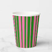 Pink Green Stylish Stripes Pattern Design Papieren Bekers (Rechts)