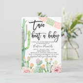 Pink Green Taco Bout A Baby Baby shower Invitation (Debout devant)