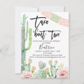 Pink Green Taco Bout Deux invitation pour le 2e an (Devant)