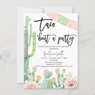 Pink Green Taco Bout Party Anniversaire Invitation