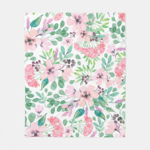 Pink & Green Tuscany Flowers Patroon Fleece Deken