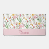 Pink Green Watercolor Wildflower Monogram Name (Recto)