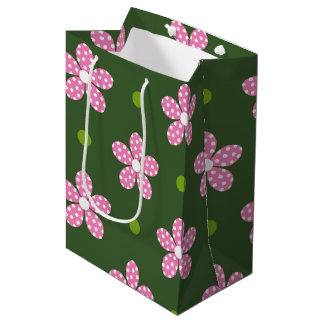 PINK GREEN WHITE DAISY FLOWERS MEDIUM CADEAUZAKJE