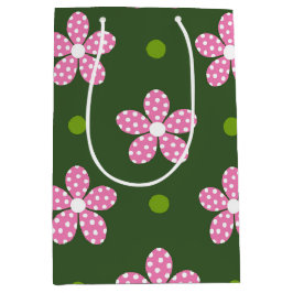 PINK GREEN WHITE DAISY FLOWERS MEDIUM CADEAUZAKJE