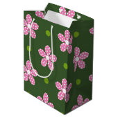 PINK GREEN WHITE DAISY FLOWERS MEDIUM CADEAUZAKJE (Achterkant Gekanteld)