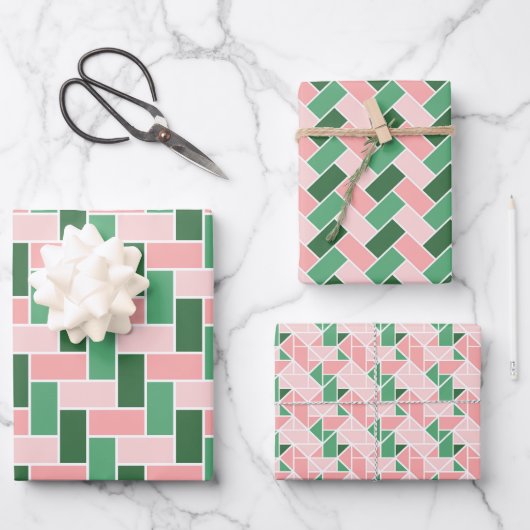 Pink Green Wrapping Paper Gift Wrap (Voorkant)