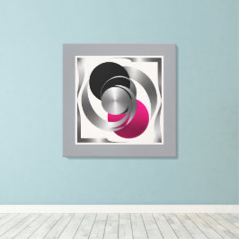 Pink Grey Black Circle Abstract  Canvas Afdruk
