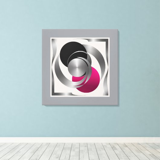 Pink Grey Black Circle Abstract  Canvas Afdruk (Insitu (Houten vloer))