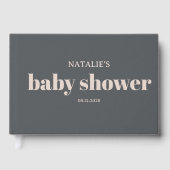 Pink Grey Boho Typografie Baby shower Gastenboek (Voorkant)